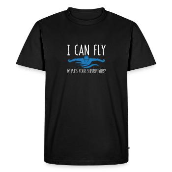 Fun swimming like flying I can fly - Men's Premium Organic T-Shirt - black - Front - Nico (187cm)