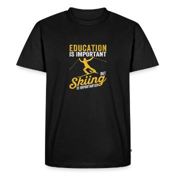 L’éducation des jeunes enfants est importante, mais le ski - T-shirt Premium bio Homme - noir - Devant - Nico (187cm)