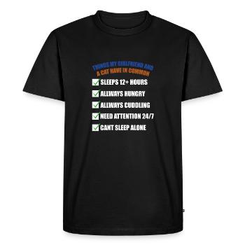 Things my girlfriend & cats have in common - Men's Premium Organic T-Shirt - black - Front - Nico (187cm)