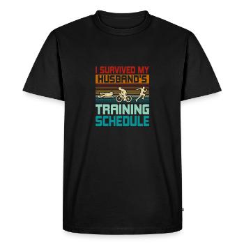 I survived my husband's training schedule Triathlo - Men's Premium Organic T-Shirt - black - Front - Nico (187cm)