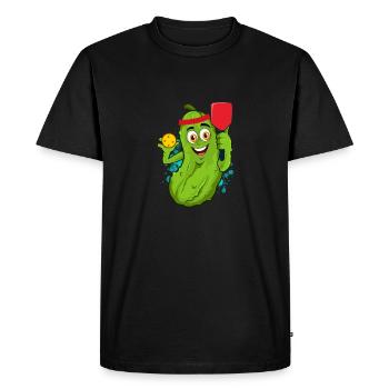 Pickleball Pickle Paddle Humor drôle Jeu de mots concombre - T-shirt Premium bio Homme - noir - Devant - Nico (187cm)