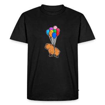 Capybara Rongeur Géant Caver avec Ballons Capybara - T-shirt Premium bio Homme - noir - Devant - Nico (187cm)