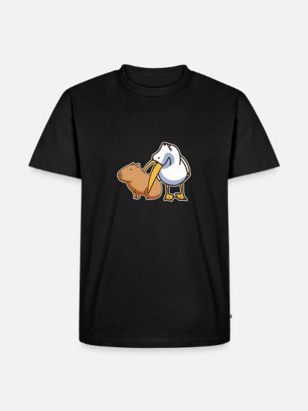 Pelikan forsøger at spise Capybara Funny Cute Kawaii - Herre Premium økologisk T-shirt - sort
