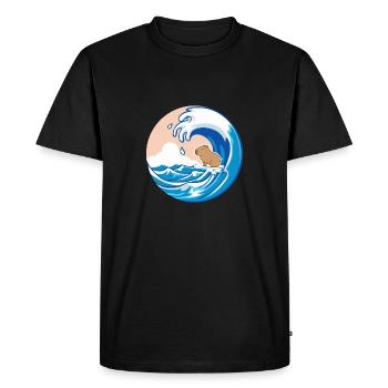Vague Capybara Surf Rongeur Drôle d’Animal Lover - T-shirt Premium bio Homme - noir - Devant - Nico (187cm)