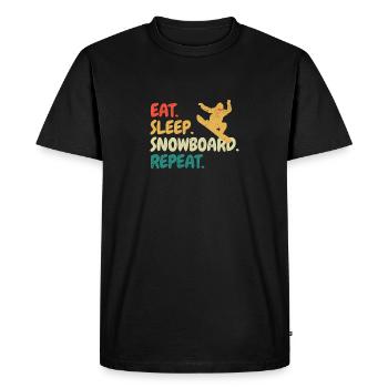 Manger dormir Snowboard Répéter Snowboarder Funny Snow - T-shirt Premium bio Homme - noir - Devant - Nico (187cm)
