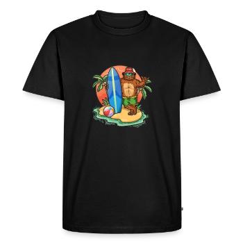 Drôle d’ours Surf Lovers Cool Planche de surf Jeu de mots - T-shirt Premium bio Homme - noir - Devant - Nico (187cm)