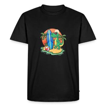 Drôle de dinosaure Surf Lovers Cool Planche de surf Surf - T-shirt Premium bio Homme - noir - Devant - Nico (187cm)