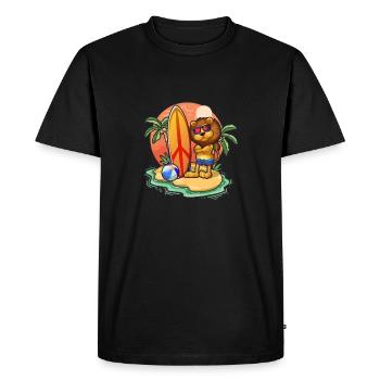 Drôle Lion Surf Lovers Cool Planche de surf Jeu de mots - T-shirt Premium bio Homme - noir - Devant - Nico (187cm)