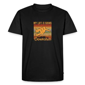 My life goes downhill Snowboard Winter Snowboard - Men's Premium Organic T-Shirt - black - Front - Nico (187cm)