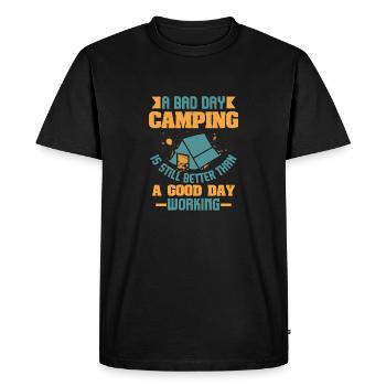 Une mauvaise journée de camping vaut mieux qu’une bonne journée - T-shirt Premium bio Homme - noir - Devant - Nico (187cm)