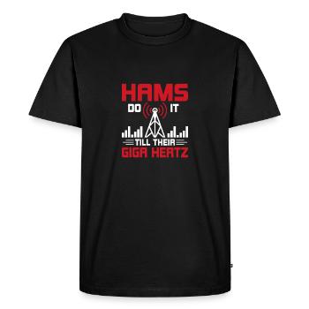 Hams Do It Till Their Giga Hertz Amateur Radio - Men's Premium Organic T-Shirt - black - Front - Nico (187cm)