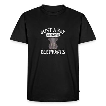 Just A Boy Who Loves Elephants Funny Elephant Love - Men's Premium Organic T-Shirt - black - Front - Nico (187cm)
