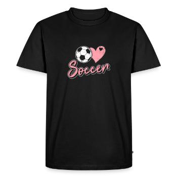 Amateur de football Coeur et ballon Amoureux du football Filles Soc - T-shirt Premium bio Homme - noir - Devant - Nico (187cm)