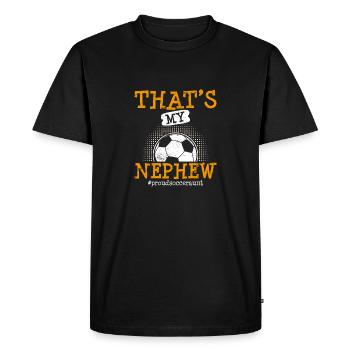 C’est mon neveu fier soccer tante soccer tante soccer tante f - T-shirt Premium bio Homme - noir - Devant - Nico (187cm)
