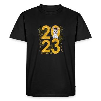 Célébration du Nouvel An 2023 - Bonne année 2023 - T-shirt Premium bio Homme - noir - Devant - Nico (187cm)
