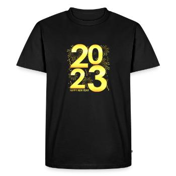 Feux d’artifice Célébration du Nouvel An - Nouvel An 2023 - T-shirt Premium bio Homme - noir - Devant - Nico (187cm)