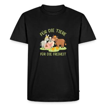 Pour les animaux Pour la liberté - T-shirt Premium bio Homme - noir - Devant - Nico (187cm)