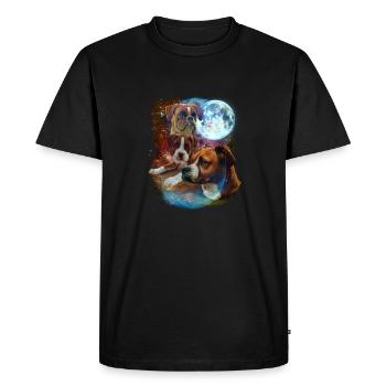 3 Moon Boxer Dog Lover Cool Animal Pet Novelty Pun - Men's Premium Organic T-Shirt - black - Front - Nico (187cm)