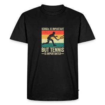 L’école est importante, mais le tennis est plus important - T-shirt Premium bio Homme - noir - Devant - Nico (187cm)