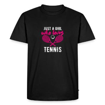 Juste une fille qui aime le tennis Joueur de sport drôle - T-shirt Premium bio Homme - noir - Devant - Nico (187cm)