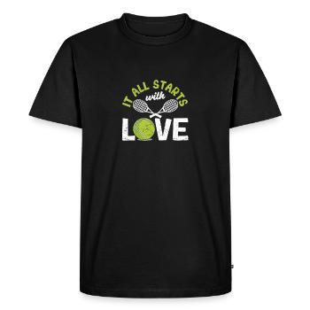 It all starts with love Tennis Fun sport - Men's Premium Organic T-Shirt - black - Front - Nico (187cm)