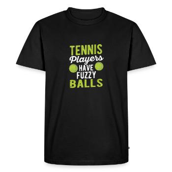 Sports enthusiast coach jokes: tennis player - Men's Premium Organic T-Shirt - black - Front - Nico (187cm)