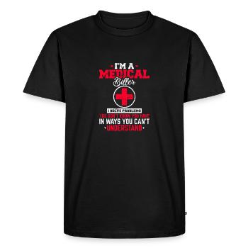 Funny Medical Coder Medical Billing Medical Coding - Men's Premium Organic T-Shirt - black - Front - Nico (187cm)