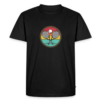 Tennis Player Retro Sunset Racket Ball - Men's Premium Organic T-Shirt - black - Front - Nico (187cm)