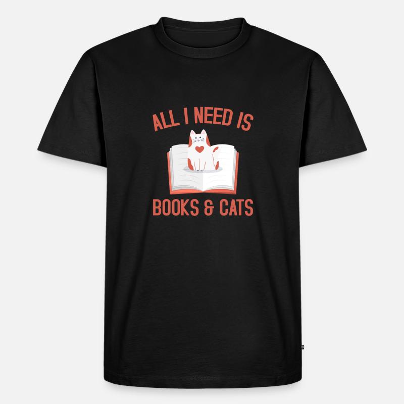 All I need is books - Männer Premium Bio T-Shirt - Schwarz
