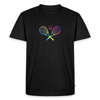 tennis crossed racquets ball funny sport games - Men's Premium Organic T-Shirt - black - Front - Nico (187cm)