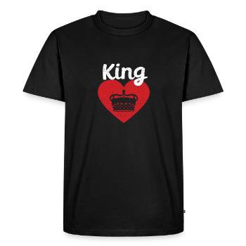 King Red Heart Crown Silhouette Couples Man Woman - Men's Premium Organic T-Shirt - black - Front - Nico (187cm)