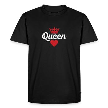 Reine Rouge Coeur Couronne Silhouette Couples Homme - T-shirt Premium bio Homme - noir - Devant - Nico (187cm)