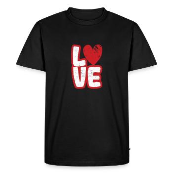 Love Typography Hearts Valentine's Day Lovers - Men's Premium Organic T-Shirt - black - Front - Nico (187cm)