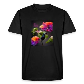 Belle créature - un beau motif de colibri et de fleurs - T-shirt Premium bio Homme - noir - Devant - Nico (187cm)