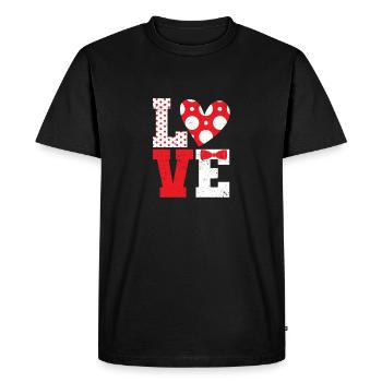 Polka Dot Love Heart Fly Valentine's Day Couples - Men's Premium Organic T-Shirt - black - Front - Nico (187cm)