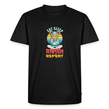 Drôles de filles kawaii mangent des ramen de sommeil à répétition - T-shirt Premium bio Homme - noir - Devant - Nico (187cm)