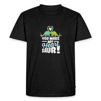 Cute Dinosaurs Valentine's Day Dino They Make - Men's Premium Organic T-Shirt - black - Front - Nico (187cm)