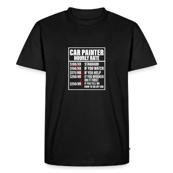 Peintre de voiture Taux horaire Peintre de carrosserie automobile Techni - T-shirt Premium bio Homme - noir - Devant - Nico (187cm)