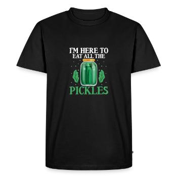 I'm Here To Eat All The Pickles Cucumber Pickle - Men's Premium Organic T-Shirt - black - Front - Nico (187cm)