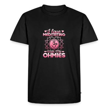I love Meditating With My Ohmies Meditation Yoga - Men's Premium Organic T-Shirt - black - Front - Nico (187cm)