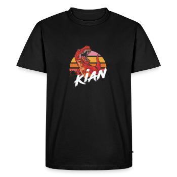 KIAN - Beautiful boy name with T-REX Dino - Men's Premium Organic T-Shirt - black - Front - Nico (187cm)