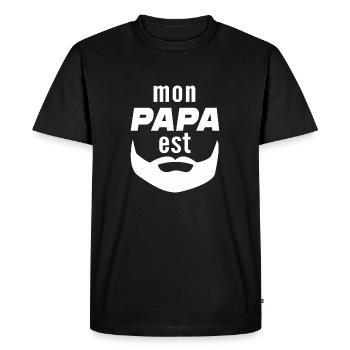 mon papa est barbu - T-shirt Premium bio Homme - noir - Devant - Nico (187cm)