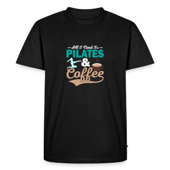 Tout ce dont j’ai besoin, c’est de Pilates & Coffee Exercice Fitness - T-shirt Premium bio Homme - noir - Devant - Nico (187cm)