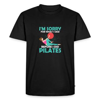 Je suis désolé pour ce que j’ai dit avant de faire Pilates exe - T-shirt Premium bio Homme - noir - Devant - Nico (187cm)