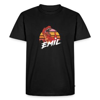 EMIL - Beautiful Young Name with T-REX Dino - Men's Premium Organic T-Shirt - black - Front - Nico (187cm)