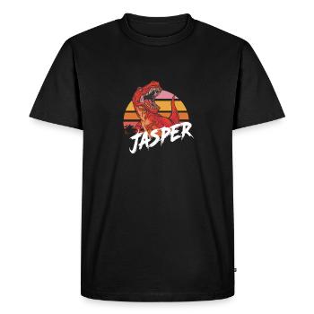 JASPER - Beau prénom de garçon avec T-REX Dino - T-shirt Premium bio Homme - noir - Devant - Nico (187cm)