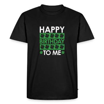 Joyeux anniversaire né pour moi - T-shirt Premium bio Homme - noir - Devant - Nico (187cm)