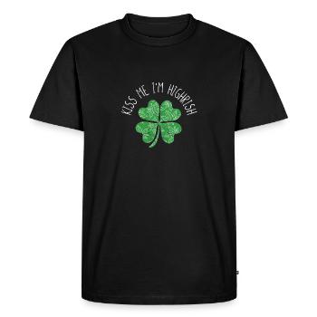 Embrasse-moi à Highrish Irish St Patrick’s Day Grass - T-shirt Premium bio Homme - noir - Devant - Nico (187cm)