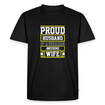 Proud Husband of a Freaking Awesome Wife Car - Men's Premium Organic T-Shirt - black - Front - Nico (187cm)