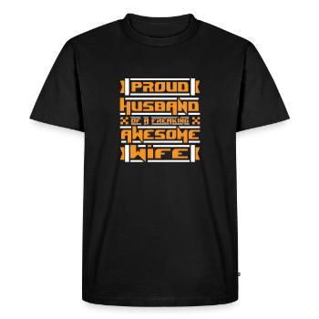 Proud Husband of a Freaking Awesome Wife Fashion S - Men's Premium Organic T-Shirt - black - Front - Nico (187cm)
